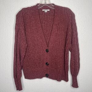 American Eagle Womens Cardigan Size S Purple Pink Knitted Button Front Casual